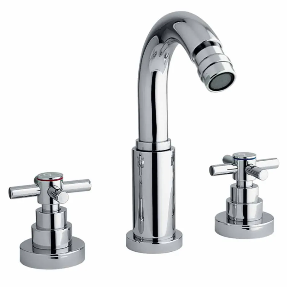Miscelatore a 3 Fori Classico in Ottone Cromato Made in Italy - Zumbo Viadurini