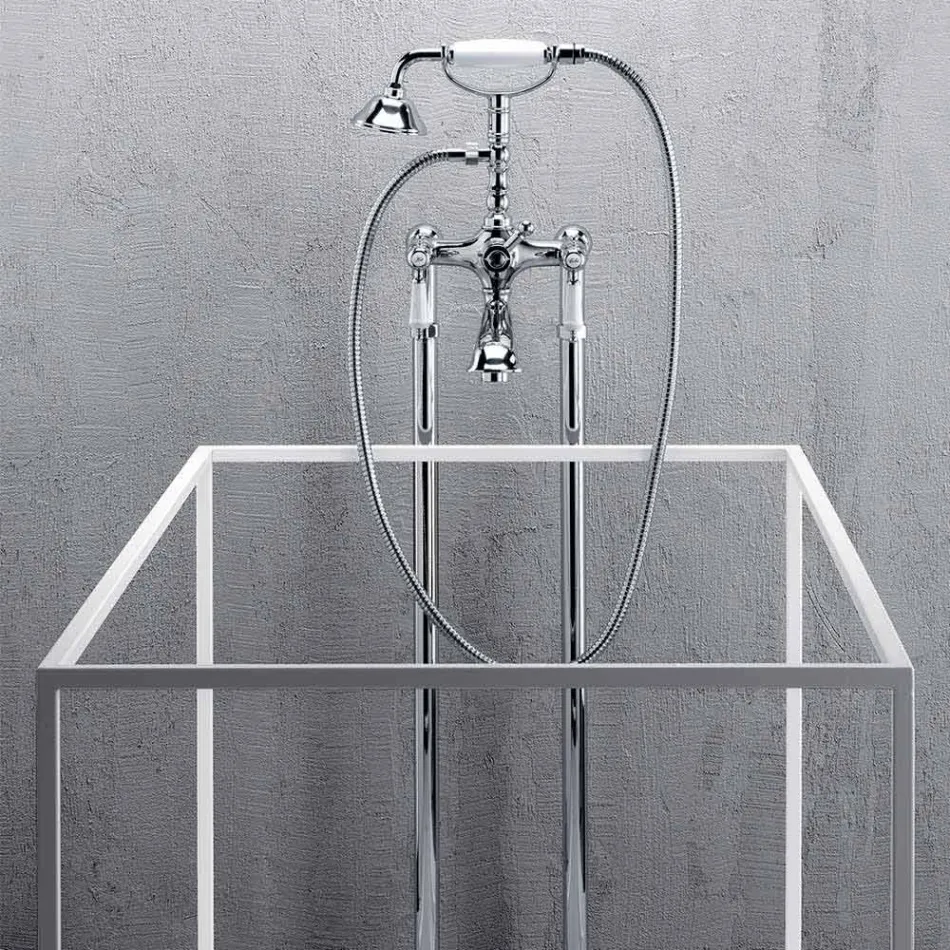 Miscelatore a Colonna per Vasca con Doccia in Ottone Made in Italy - Shelly Viadurini