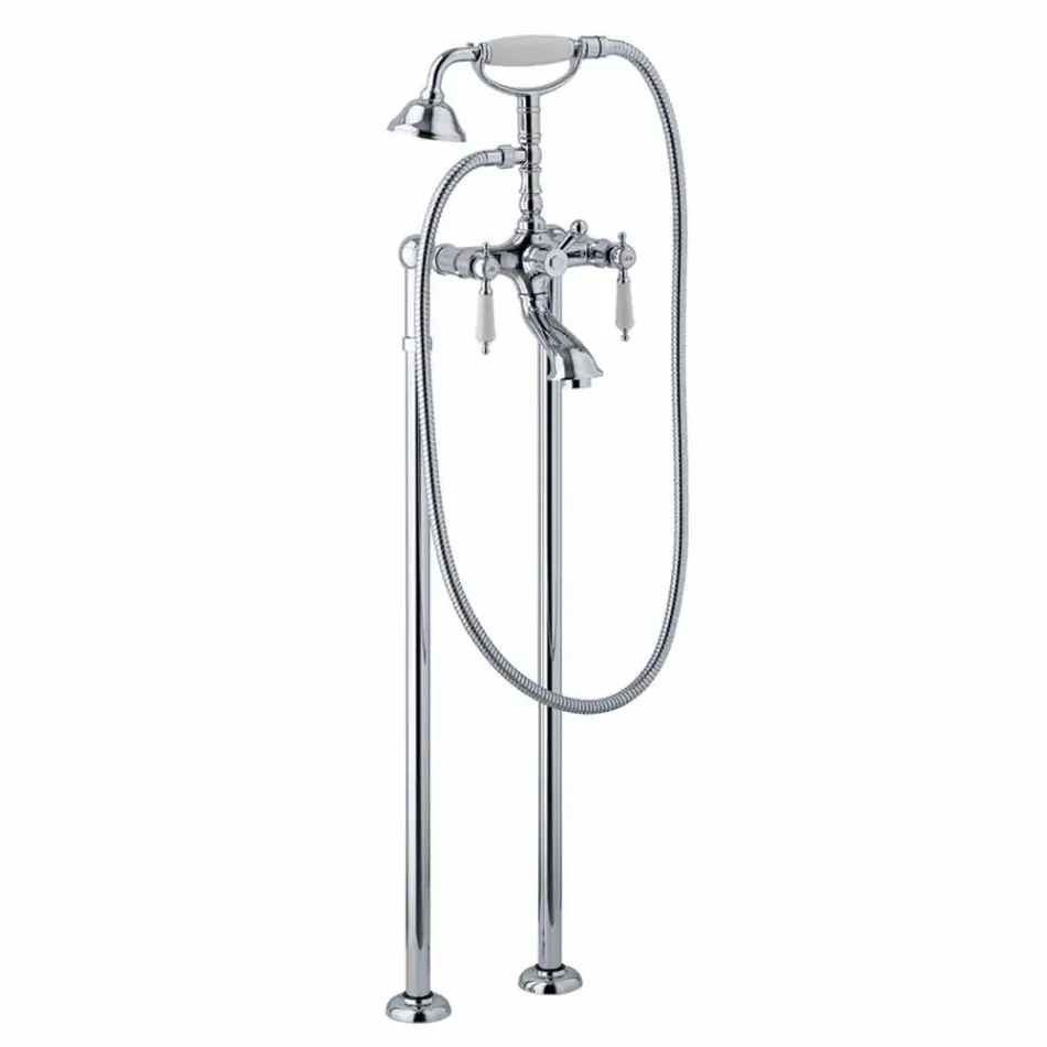 Miscelatore a Colonna per Vasca con Doccia in Ottone Made in Italy - Shelly Viadurini
