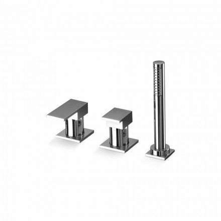 Miscelatore Bordo Vasca Moderno a 3 Fori in Ottone Made in Italy - Bibo Viadurini