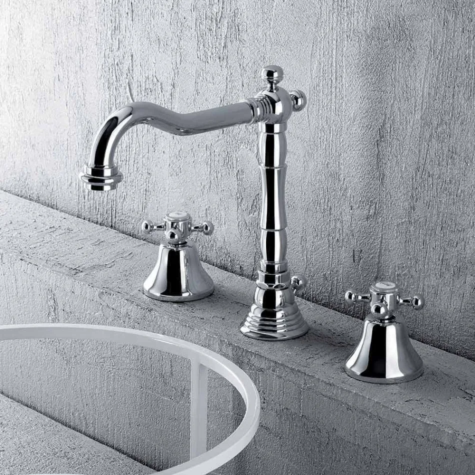 Miscelatore Classico a 3 Fori per Lavabo in Ottone Made in Italy - Lisca Viadurini