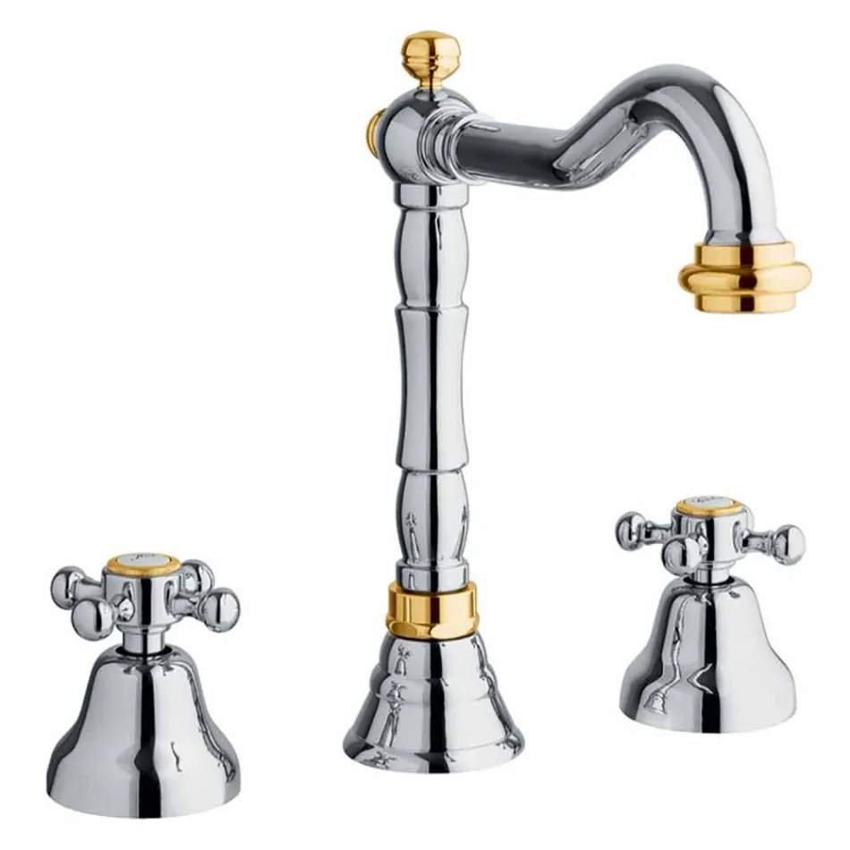 Miscelatore Classico a 3 Fori per Lavabo in Ottone Made in Italy - Lisca Viadurini