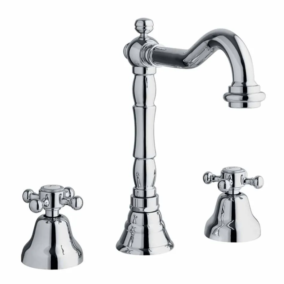 Miscelatore Classico a 3 Fori per Lavabo in Ottone Made in Italy - Lisca Viadurini