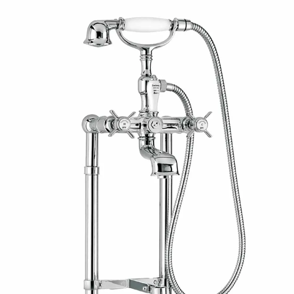 Miscelatore Classico a Pavimento per Vasca in Ottone Made in Italy - Omidio Viadurini