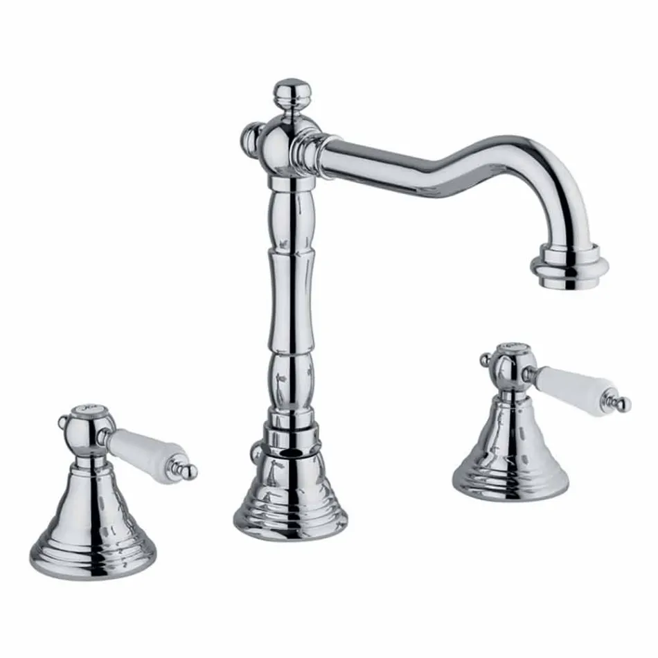 Miscelatore Classico per Lavabo a 3 Fori in Ottone Made in Italy - Shelly Viadurini