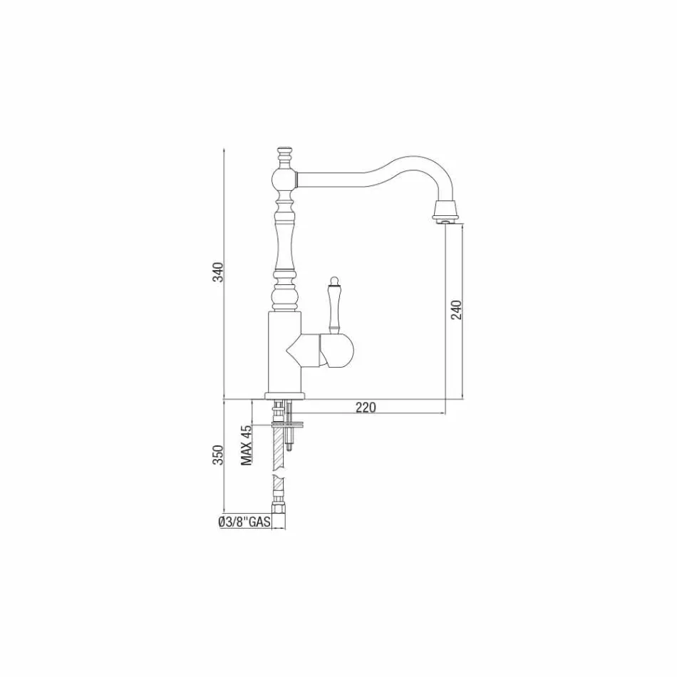 Miscelatore Classico per Lavabo da Cucina in Acciaio Inox Made in Italy - Dono Viadurini