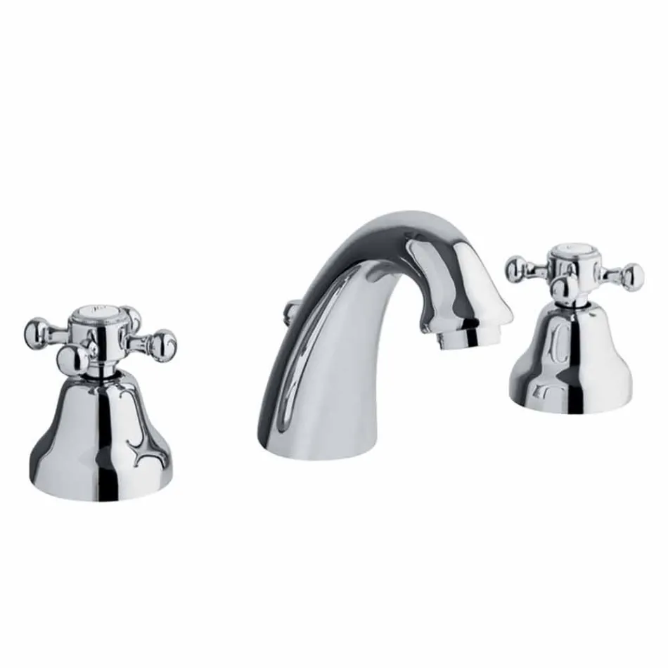 Miscelatore Lavabo a 3 Fori Design Classico in Ottone Made in Italy - Lisca Viadurini