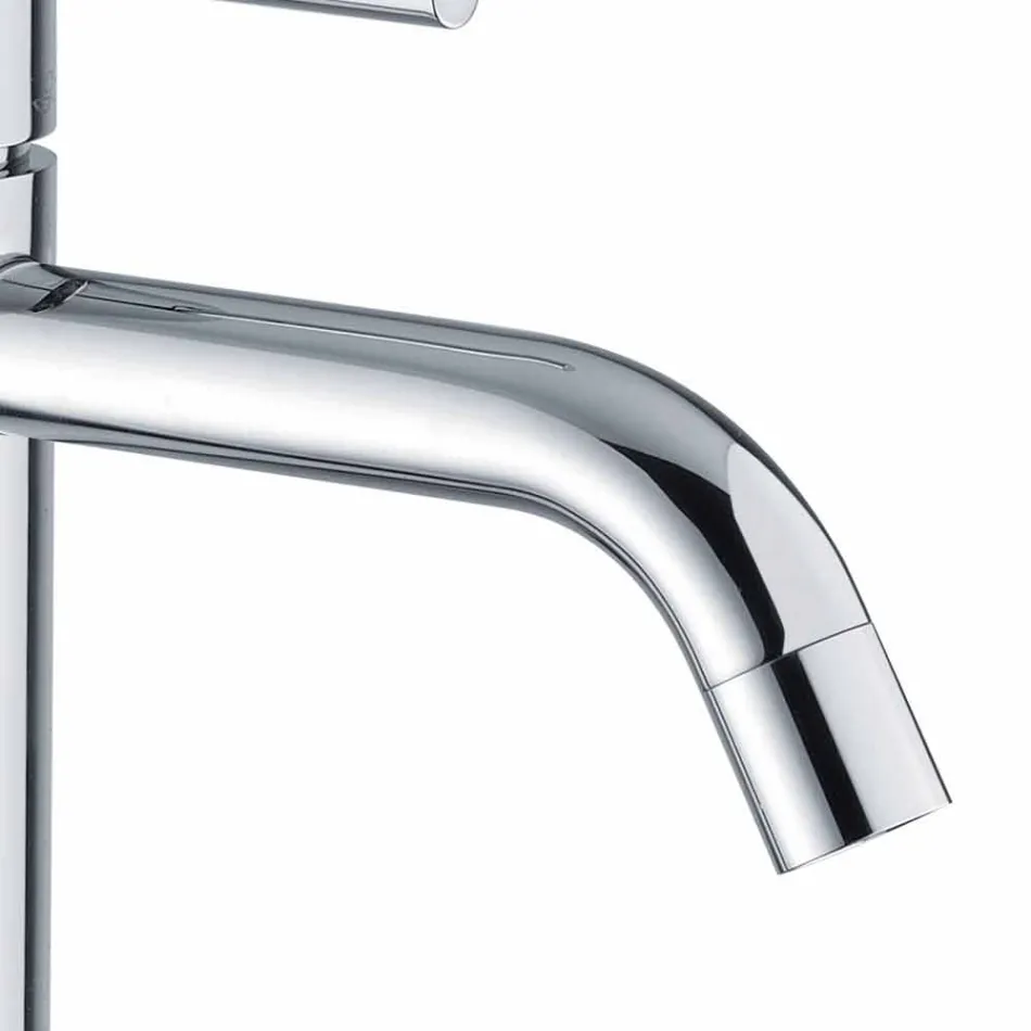 Miscelatore Lavabo Bagno in Ottone Cromato Design Moderno Made in Itlay - Liro Viadurini