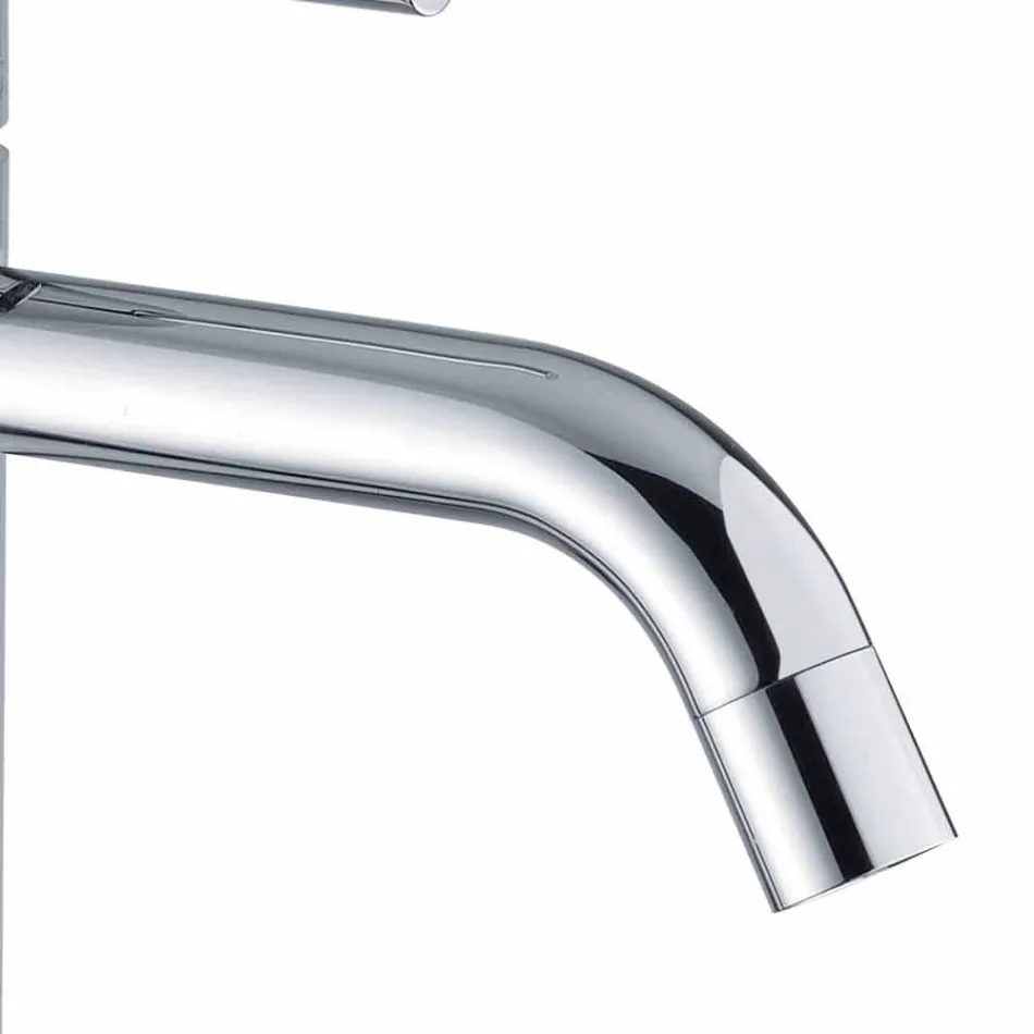 Miscelatore Lavabo Bagno in Ottone Cromato Design Moderno Made in Itlay - Liro Viadurini