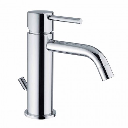 Miscelatore Lavabo Bagno in Ottone Cromato Design Moderno Made in Itlay - Liro Viadurini