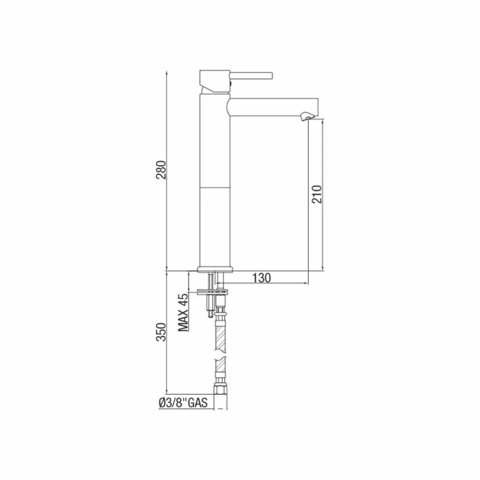 Miscelatore Lavabo Bagno in Ottone Cromato Senza Scarico Made in Italy - Ermia Viadurini