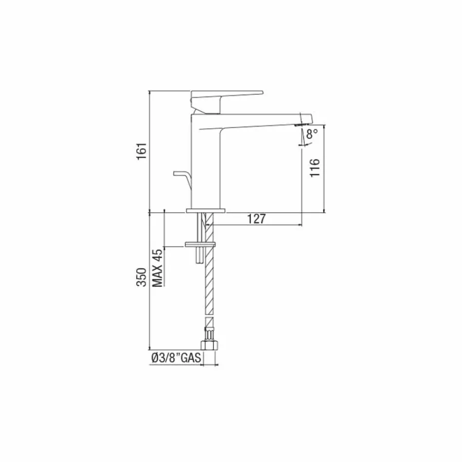 Miscelatore Lavabo da Bagno Senza Scarico Moderno Made in Italy - Galla Viadurini