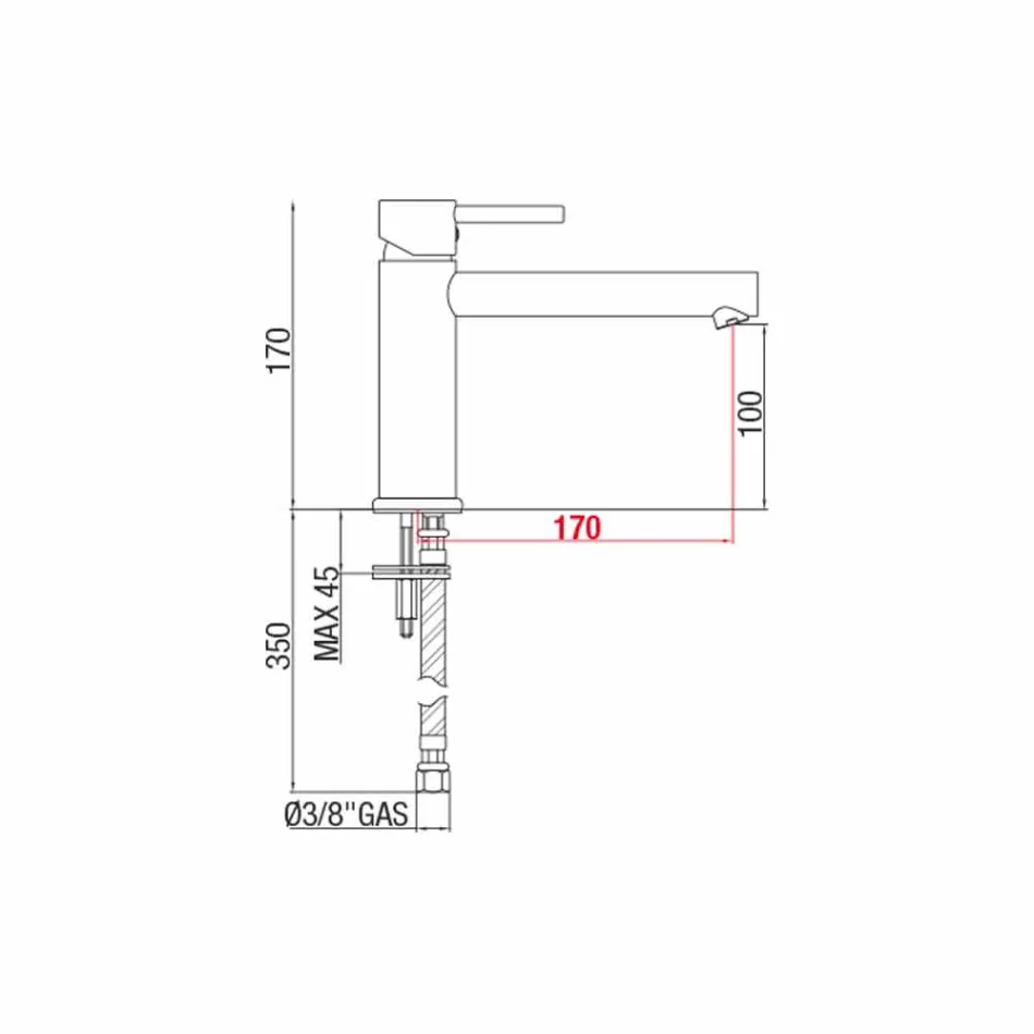 Miscelatore Lavabo in Ottone con Bocca Interasse 170 mm Made in Italy - Ermia Viadurini