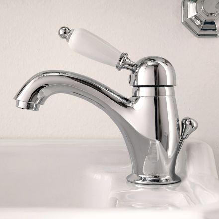 Miscelatore Lavabo Stile Classico in Ottone Fatto a Mano con Leva - Noriana Viadurini