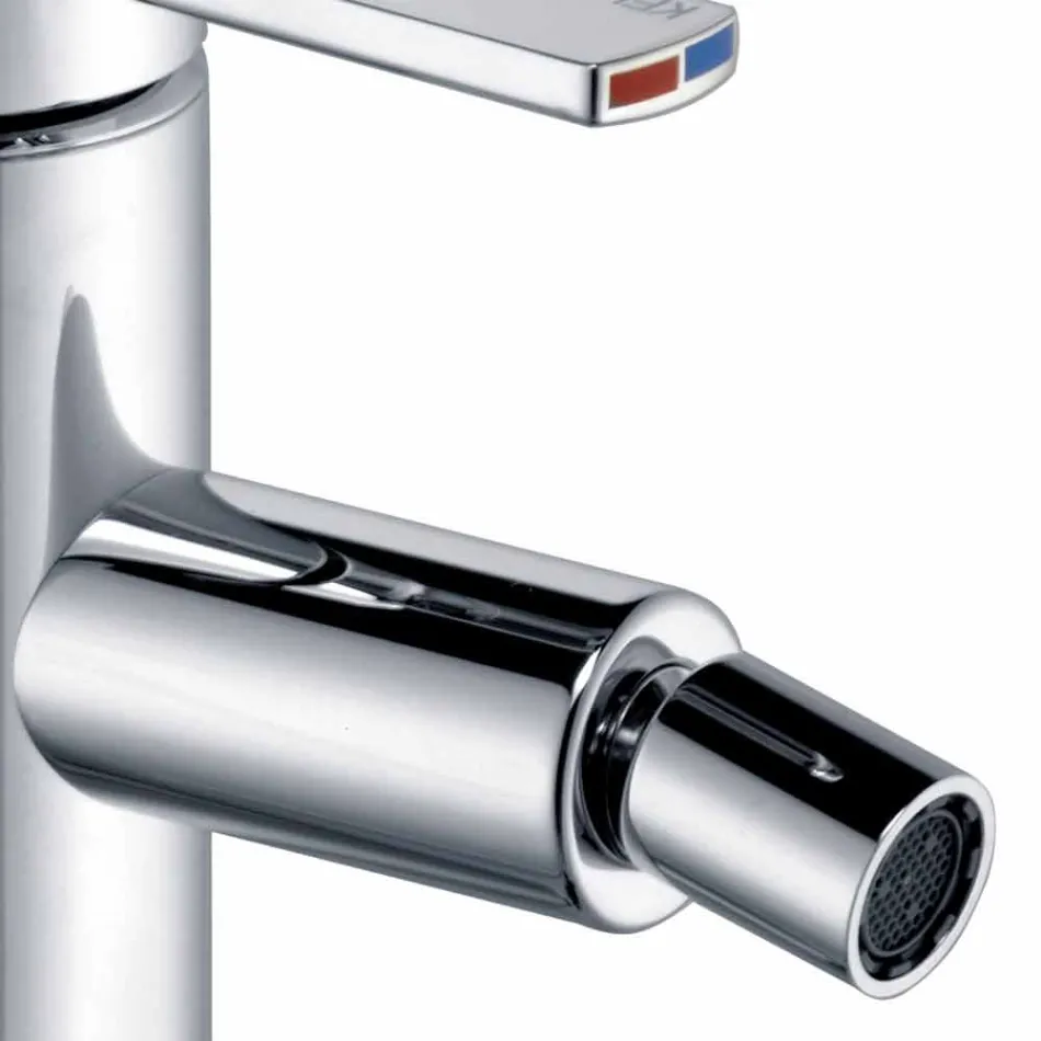 Miscelatore Moderno per Bidet con Scarico a Saltarello in Metallo Cromo - Zanio Viadurini