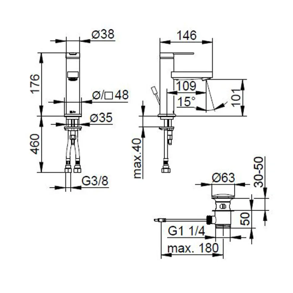 Miscelatore Monocomando Lavabo Design Piatto in Ottone Cromato - Agenore Viadurini