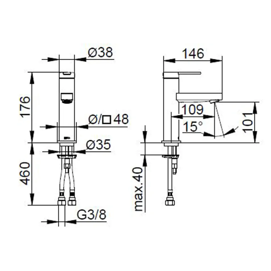 Miscelatore Monocomando Lavabo Design Piatto in Ottone Cromato - Agenore Viadurini
