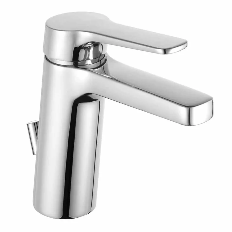 Miscelatore Monocomando Moderno per Lavabo Bagno in Metallo Cromato - Clari Viadurini
