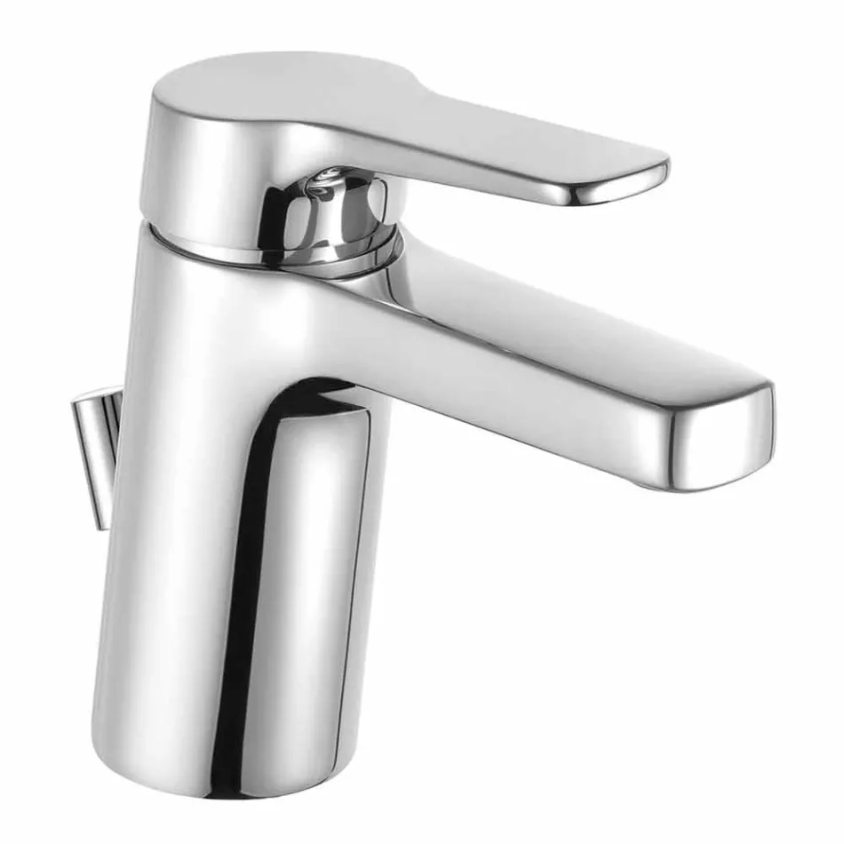 Miscelatore Monocomando Moderno per Lavabo Bagno in Metallo Cromato - Clari Viadurini
