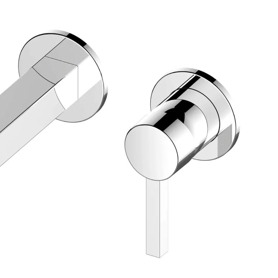 Miscelatore Monocomando per Lavabo a Parete di Design Squadrato - Erik Viadurini