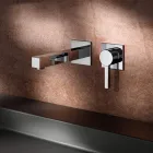 Miscelatore Monocomando per Lavabo a Parete in Ottone - Erik Viadurini