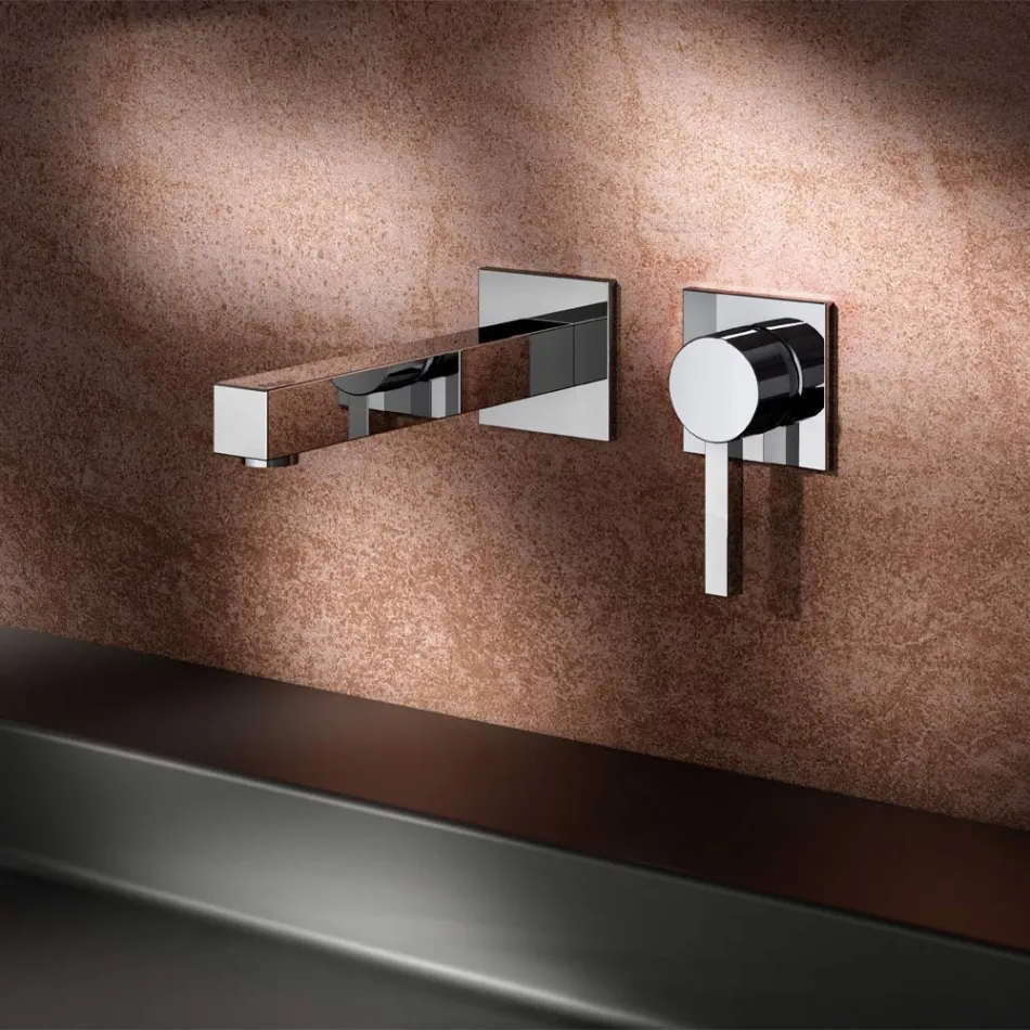 Miscelatore Monocomando per Lavabo a Parete in Ottone - Erik Viadurini