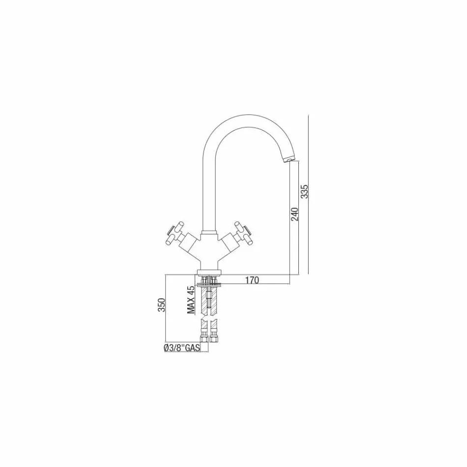 Miscelatore Monoforo per Lavabo da Cucina in Ottone Cromo Made in Italy - Sedano Viadurini