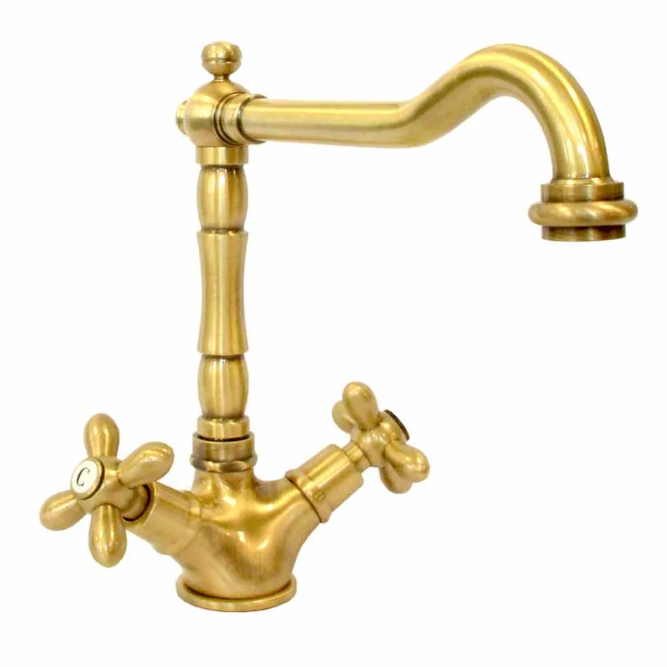 Miscelatore Monoforo per Lavabo in Ottone Design Classico Made in Italy - Castor Viadurini