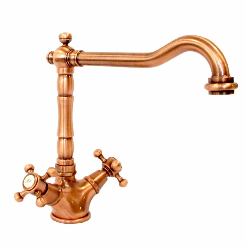 Miscelatore Monoforo per Lavabo in Ottone Design Classico Made in Italy - Castor Viadurini