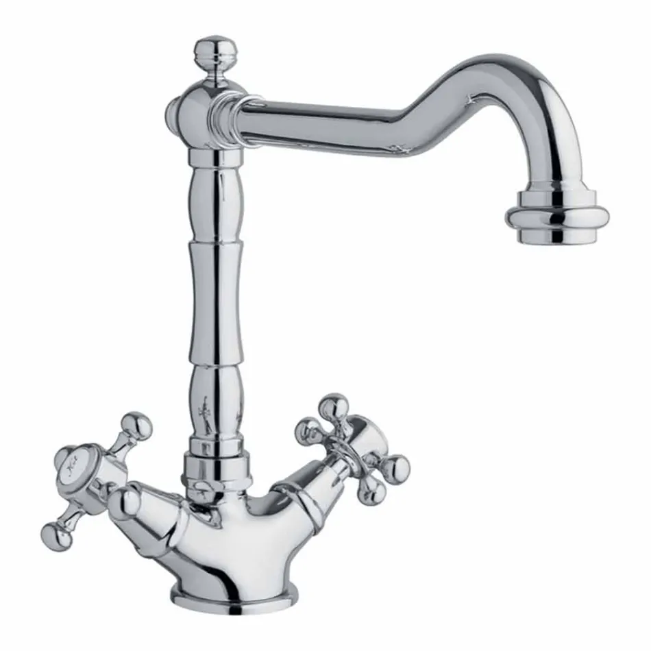 Miscelatore Monoforo per Lavabo in Ottone Design Classico Made in Italy - Castor Viadurini