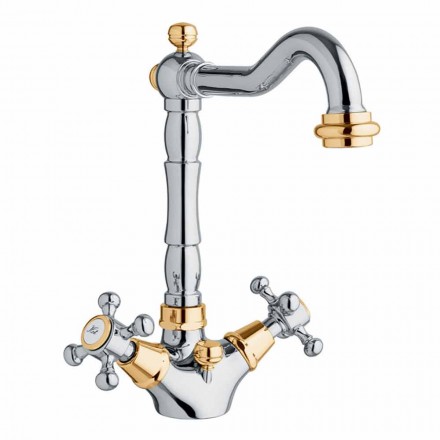 Miscelatore Monoforo per Lavabo in Ottone Design Classico Made in Italy - Lisca Viadurini