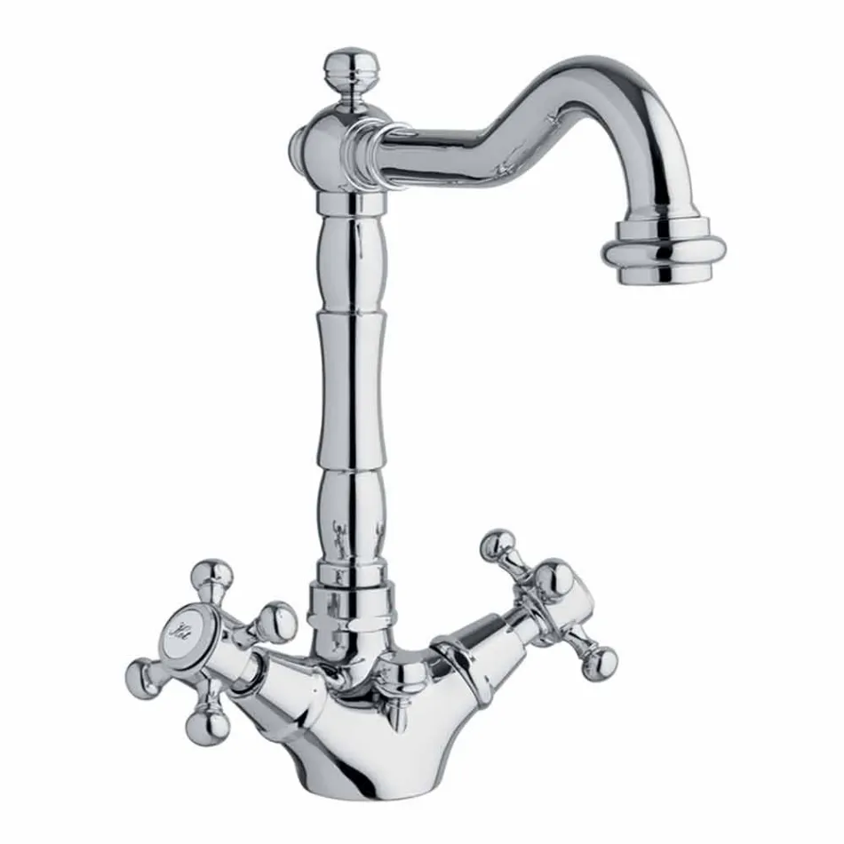Miscelatore Monoforo per Lavabo in Ottone Design Classico Made in Italy - Lisca Viadurini