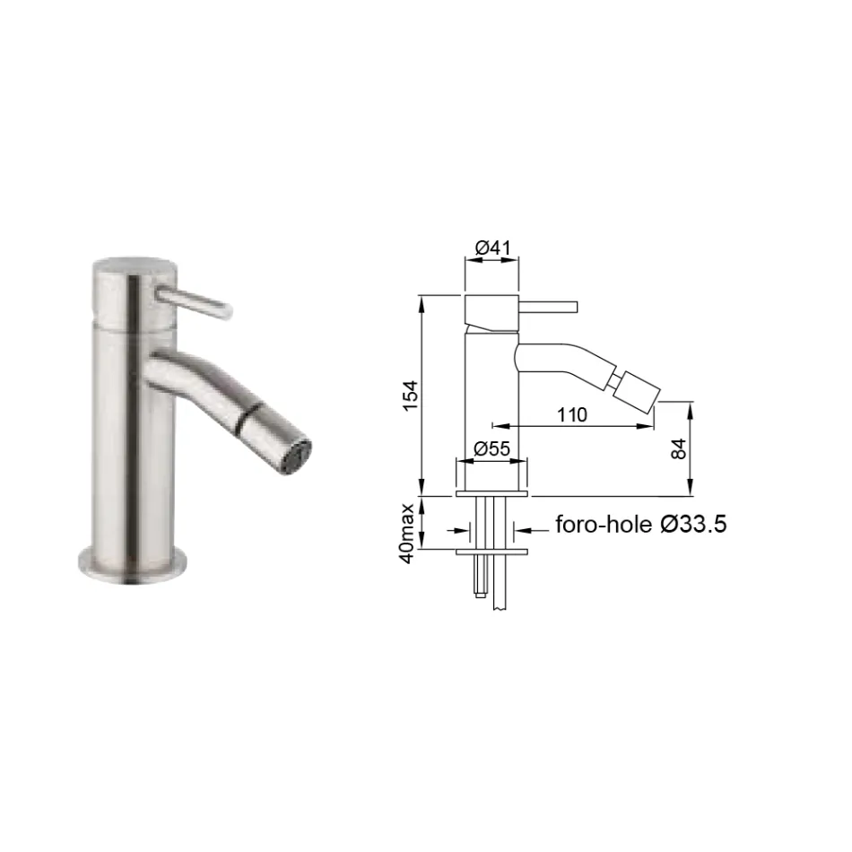 Miscelatore per Bidet Senza Scarico in Acciaio AISI 316L - Artigli Viadurini