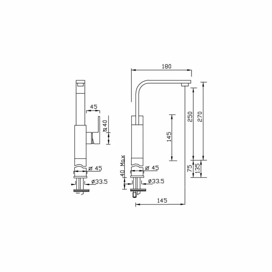 Miscelatore per Lavabo a Canna Alta Prolunga 7cm Made in Italy - Panela Viadurini