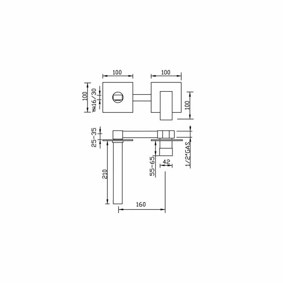 Miscelatore per Lavabo a Muro di Design Made in Italy - Panela Viadurini