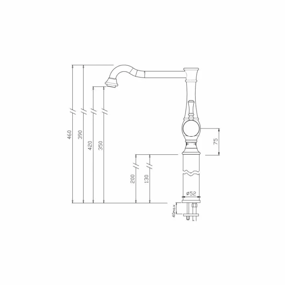 Miscelatore per Lavabo Bagno a Canna Alta Prolunga 13 cm Made in Italy - Neno Viadurini