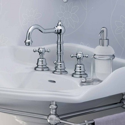 Miscelatore per Lavabo Bagno a Tre Fori in Ottone Moderno Made in Italy - Binsu Viadurini