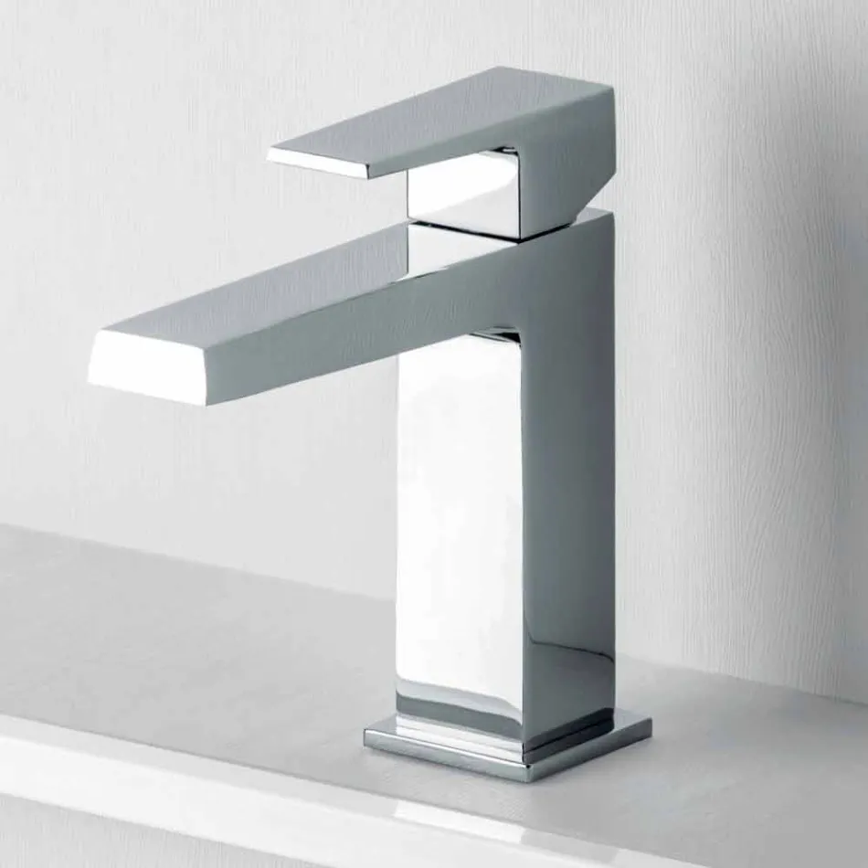 Miscelatore per Lavabo Bagno con Scarico in Finitura Cromo Made in Italy - Galla Viadurini