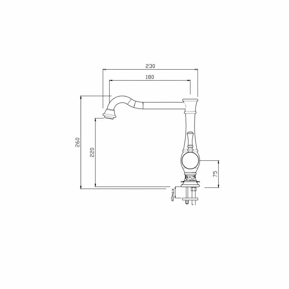 Miscelatore per Lavabo con Canna Alta Girevole Made in Italy - Neno Viadurini