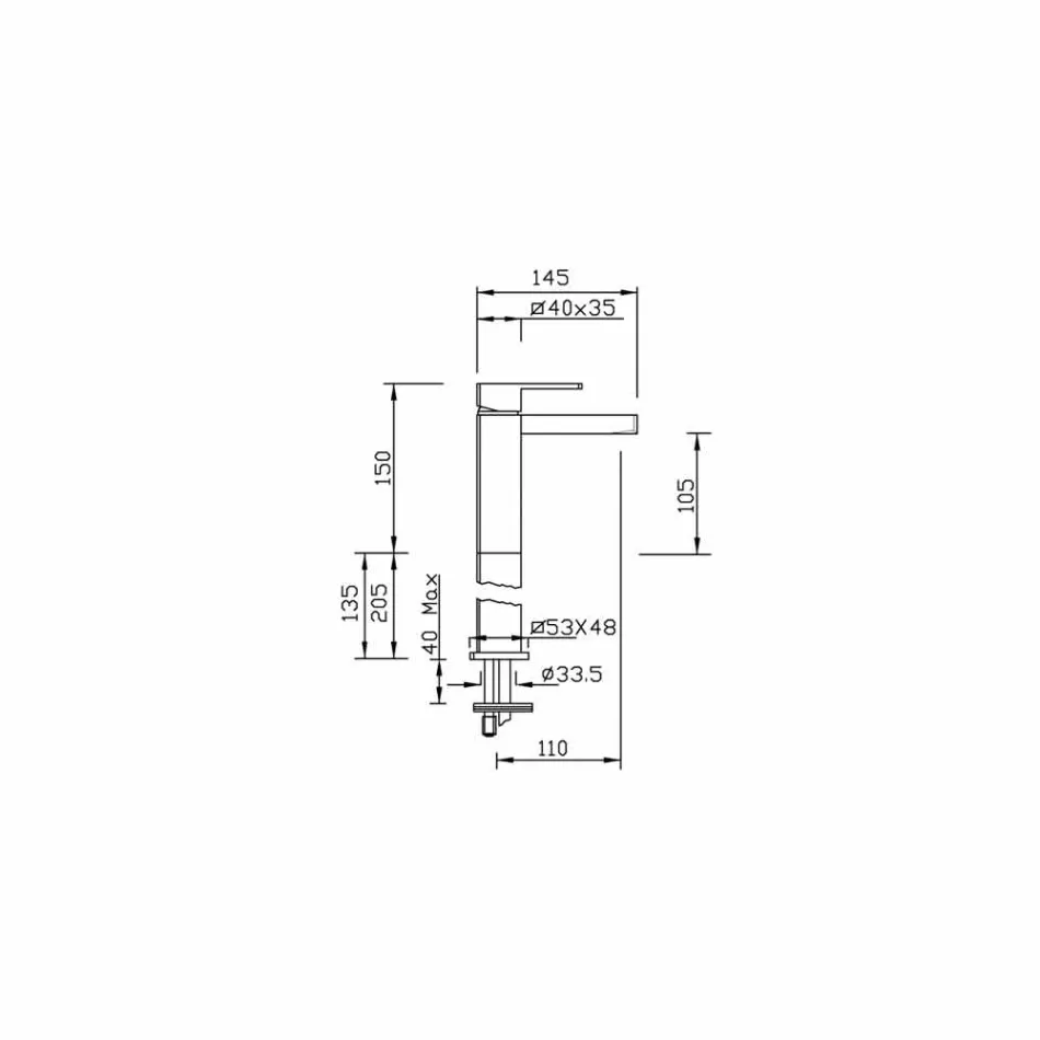 Miscelatore per Lavabo con Prolunga da 20 cm Made in Italy  - Sika Viadurini