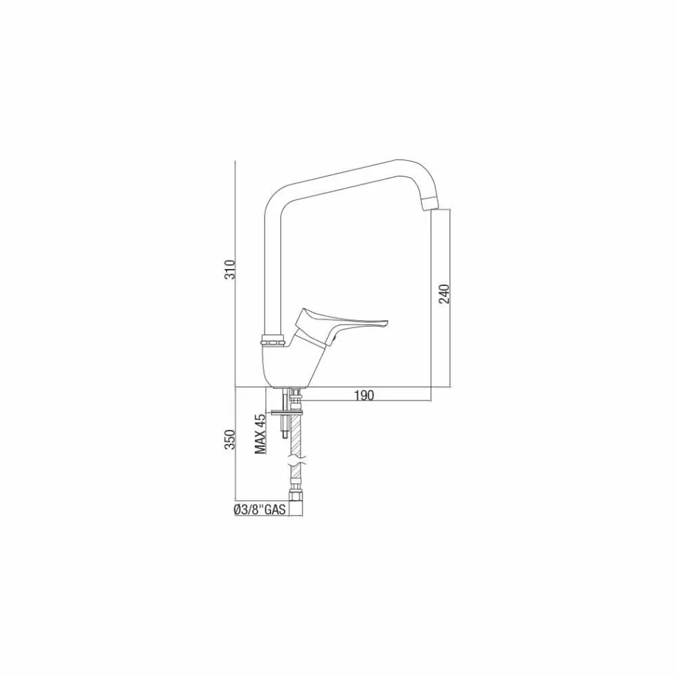 Miscelatore per Lavabo Cucina in Ottone Cromato Orientabile Made in Italy - Cino Viadurini