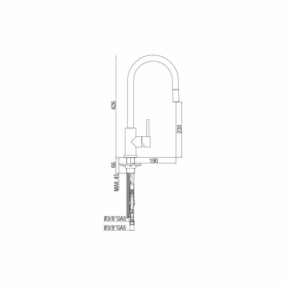 Miscelatore per Lavabo Cucina Orientabile in Acciaio Inox Made in Italy - Lilio Viadurini