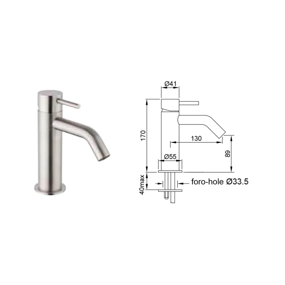 Miscelatore per Lavabo Senza Scarico in Acciaio Inossidabile AISI 316L - Artigli Viadurini