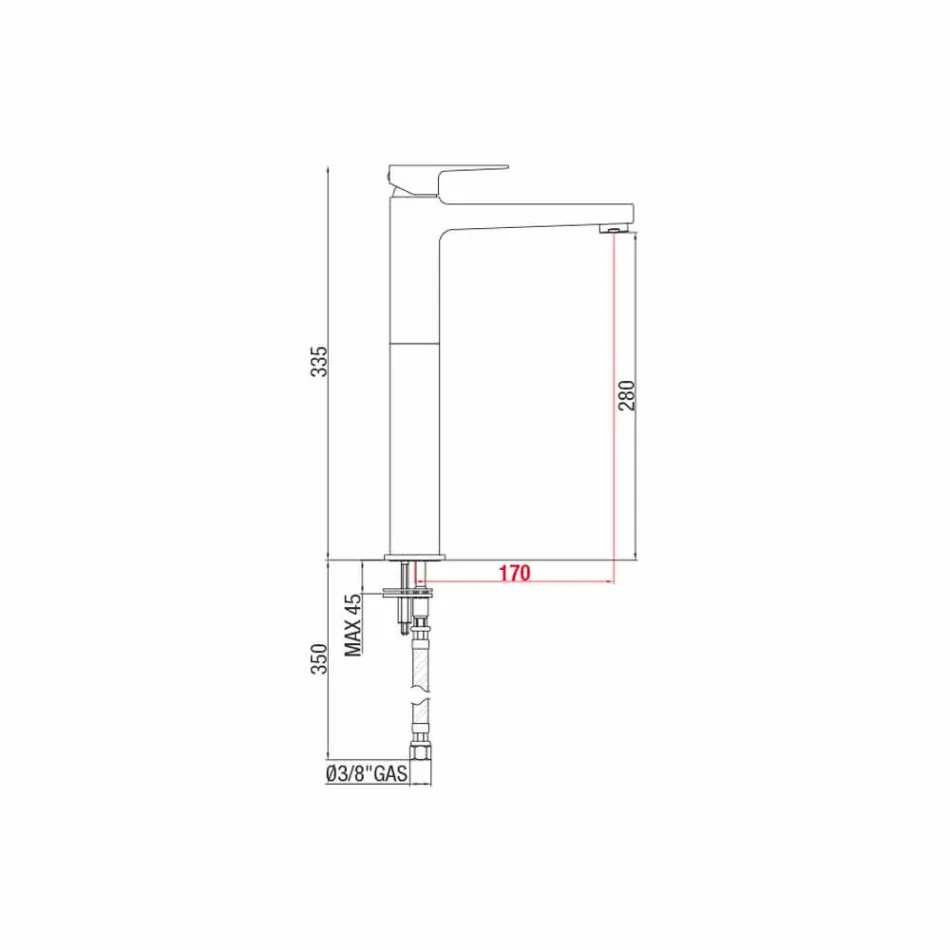 Miscelatore Prolungato per Lavabo in Ottone Moderno Made in Italy - Sindra Viadurini