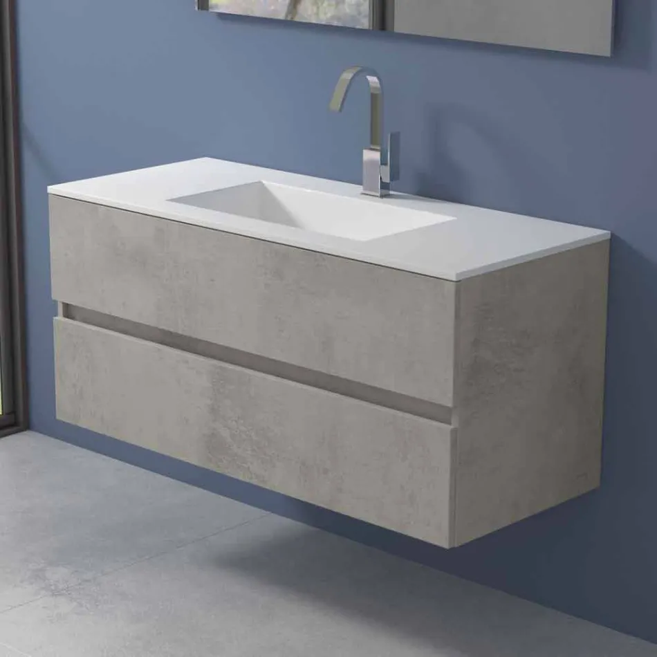 Mobile a Sospensione per il Bagno con Lavabo Integrato in 3 Dimensioni - Marione Viadurini