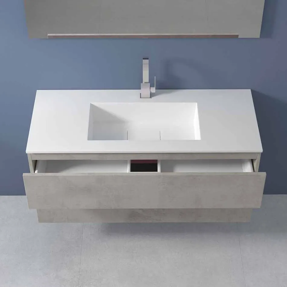 Mobile a Sospensione per il Bagno con Lavabo Integrato in 3 Dimensioni - Marione Viadurini