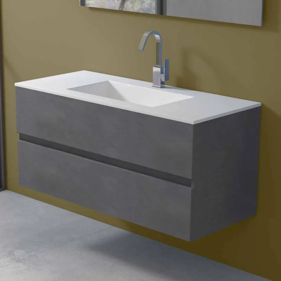Mobile a Sospensione per il Bagno con Lavabo Integrato in 3 Dimensioni - Marione Viadurini