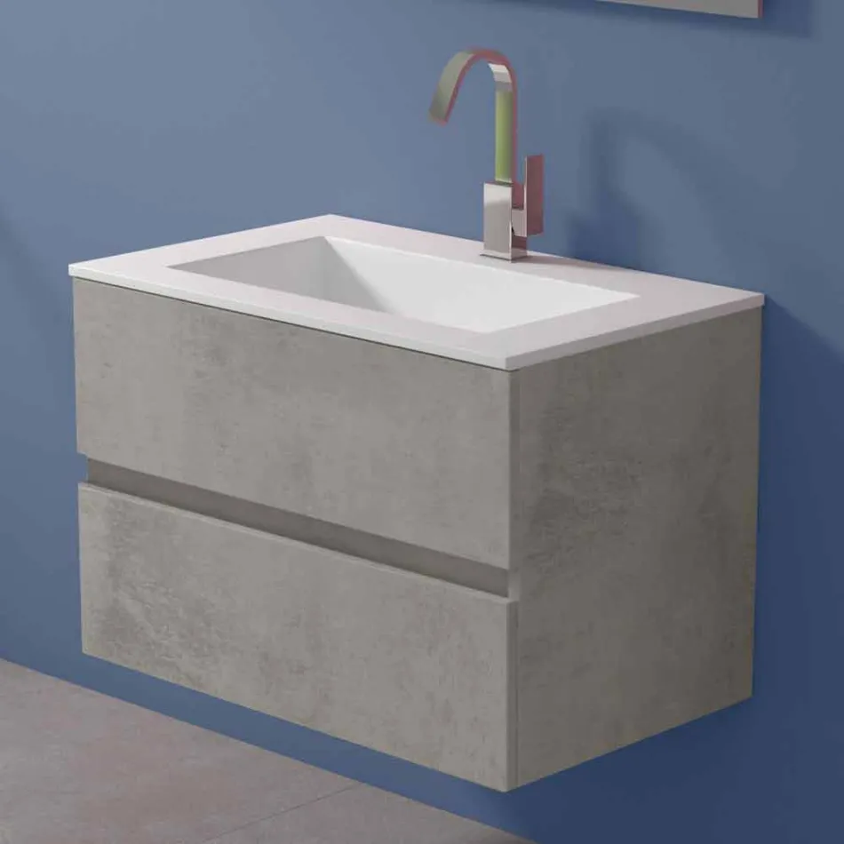 Mobile a Sospensione per il Bagno con Lavabo Integrato in 3 Dimensioni - Marione Viadurini
