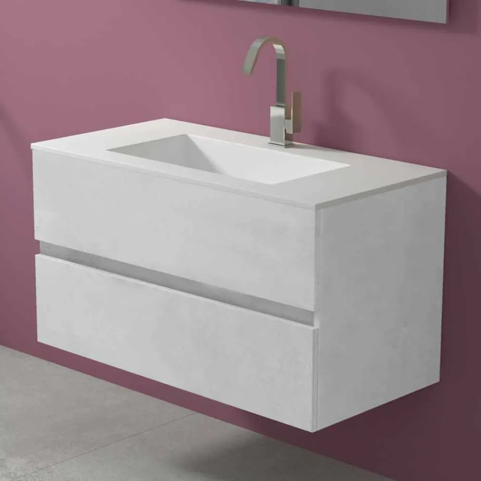 Mobile a Sospensione per il Bagno con Lavabo Integrato in 3 Dimensioni - Marione Viadurini