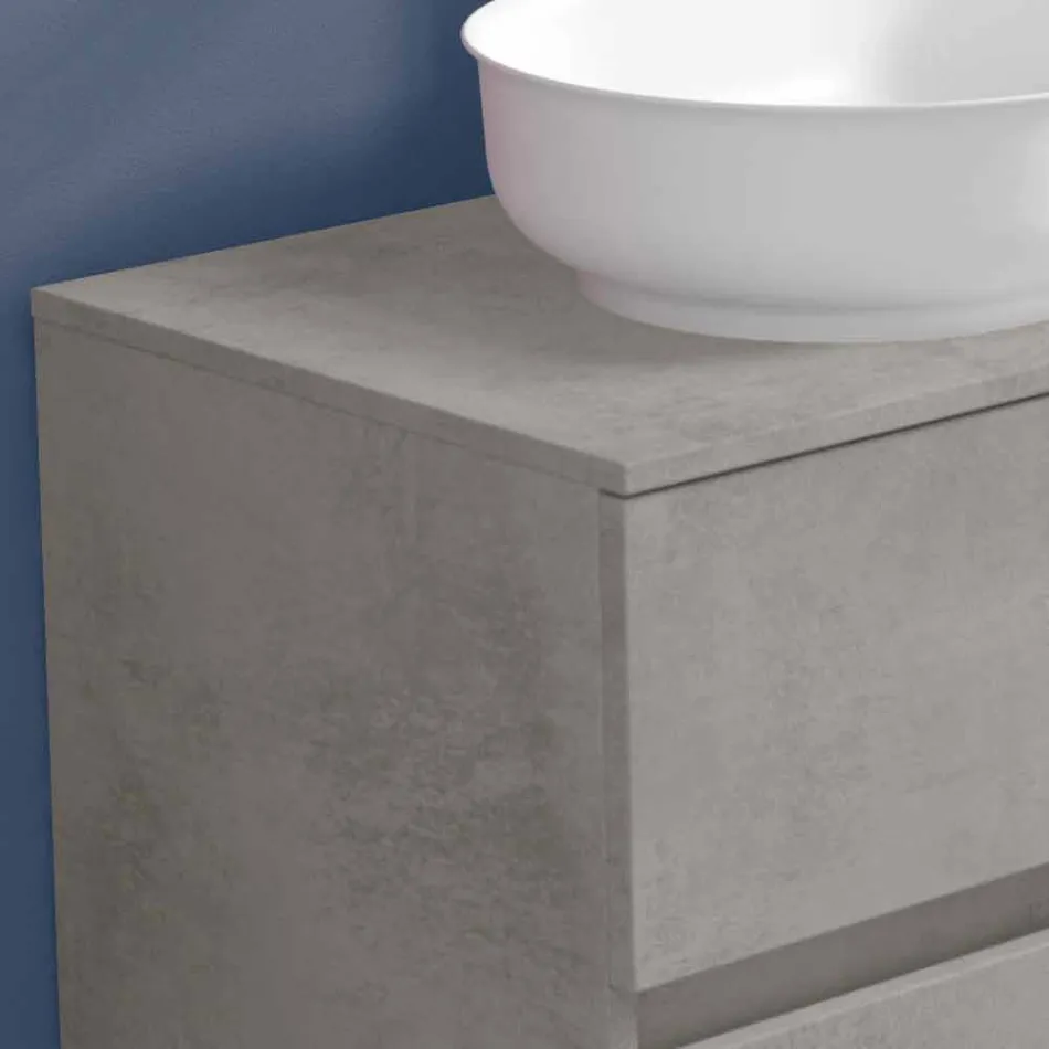 Mobile Arredo Bagno a Sospensione e Lavabo Ovale, Design Moderno - Cesiro Viadurini